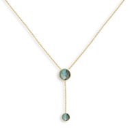 Collier Plaqué Or double médaillon de Pierre de Labradorite facettée