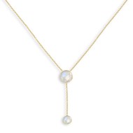 Collier Plaqué Or double médaillon de Pierre de Lune facettée