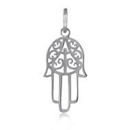Pendentif argent rhodié main de Fatima filigranée