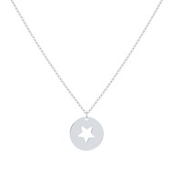 Collier Argent Médaille Ronde Etoile Ajourée