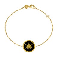 Bracelet Plaqué Or Soleil Émail Noire