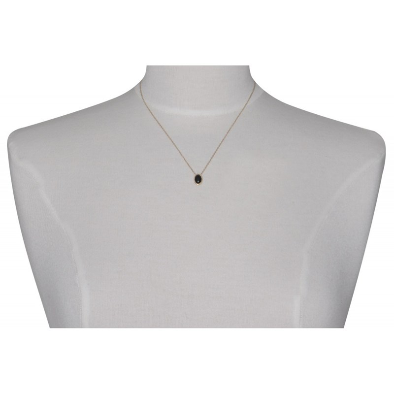 Collier Plaqué Or Ovale d'Agate Noire - vue 2