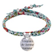 Bracelet Double Tour Lien Liberty et Médaille Toujours de Bonne Humeur Argent 925 - Multicolore