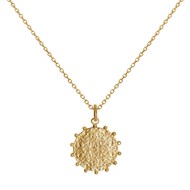Collier Plaqué Or Médaille Martelée et Billes