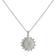 Collier Argent Rhodié Médaille Martelée et Billes