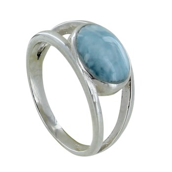 Bague Argent 925 Ovale de Larimar et d'Argent