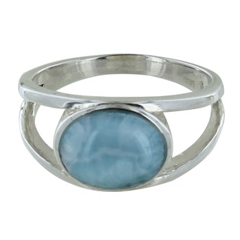 Bague Argent 925 Ovale de Larimar et d'Argent