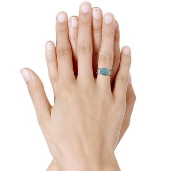 Bague Argent 925 Ovale de Larimar et d'Argent