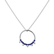 Collier Cercle Argent Perles de Lapis Lazuli Facettées et Perles Argent