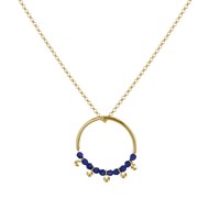 Collier Cercle Argent Doré Perles de Lapis Lazuli Facettées et Perles Argent Doré