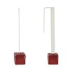 Boucles d'Oreilles Crochet Plat Métal Argenté et Cubes Céramique - vue V1