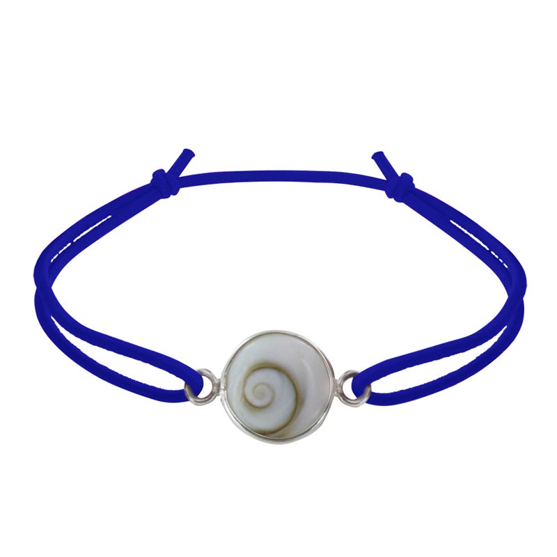 Bracelet Lien Elastique Oeil de Sainte Lucie Rond - Bleu