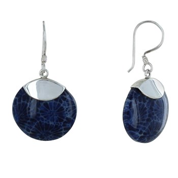 925 Sterling Silver Shell Earrings Blue Tinted