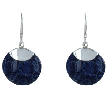 925 Sterling Silver Shell Earrings Blue Tinted