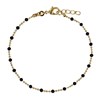Bracelet Plaqué Or Billes et Petites Perles - Noir - vue V1