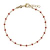 Bracelet Plaqué Or Billes et Petites Perles - Rouge - vue V1