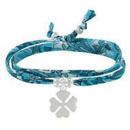 Bracelet Double Tour Lien Liberty et Trèfle Argent - Colors - Turquoise