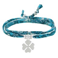 Bracelet Double Tour Lien Liberty et Trèfle Argent 925 - Colors - Turquoise