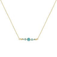 Collier Chaine Plaqué Or Une Perle et Quatre Anneaux Facettés de Larimar