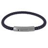 Bracelet Homme Cuir Tréssé Rond Fermoir Acier Inoxydable - Classics - Bleu Navy - vue V1