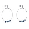 Boucles d'Oreilles Argent 925 Rhodié Créoles Anneaux Facettés de Larimar et Pépites de Lapis Lazuli - vue V3