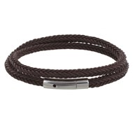 Bracelet Homme Double Tour Tresse en Coton Carré - Marron foncé