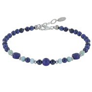 Bracelet Perles Lapis Lazuli Anneaux Facettés de Larimar