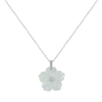 Collier Argent Fleur de Nacre - taille 45 cm