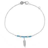Bracelet Argent 925 Plume et Perles Turquoise