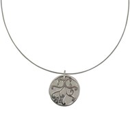 Collier Argent Cercle de Nacre Ivoire et Arabesque