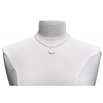 Collier Argent Cercle de Nacre Ivoire et Arabesque - taille 40 cm
