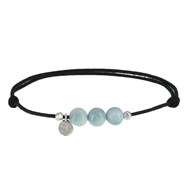 V Bracelet Lien Noir 3 Perles de Larimar