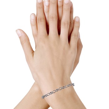 Bracelet Gourmette et Attache Charms Argent 925 - Classics - taille 20 cm