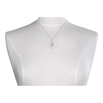 Collier Deux Plumes d'Argent - taille 40 cm