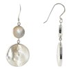 V Boucles d'Oreilles Argent Grosse et Petite Pastilles de Nacre Blanches - vue V1