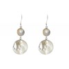 V Boucles d'Oreilles Argent Grosse et Petite Pastilles de Nacre Blanches - vue V3