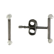 Boucles d'Oreilles Bâton en Argent 925 et ses 2 Diamants Blancs
