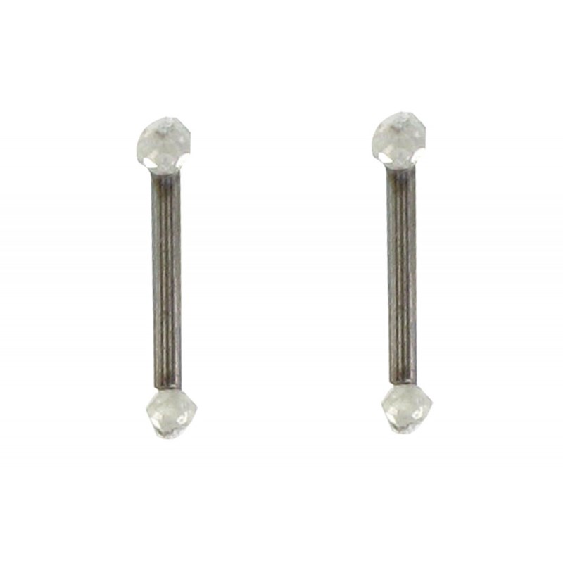 Boucles d'Oreilles Bâton en Argent et ses 2 Diamants Blancs - vue 3