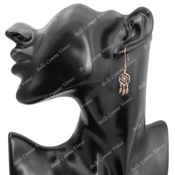 Blue turquoise pearl dream-catcher earrings dangling Gold-plated 750 3 microns