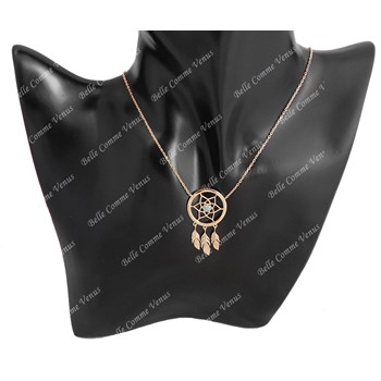 Dreamcatcher necklace turquoise-blue pearl Gold-plated 750 3 microns