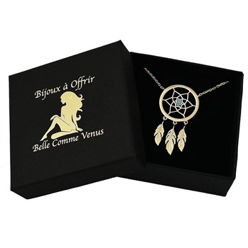 Dreamcatcher necklace turquoise-blue pearl Gold-plated 750 3 microns