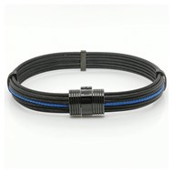 Bracelet câble Albanu acier noir cordon orange fluo Collection Cap Horn