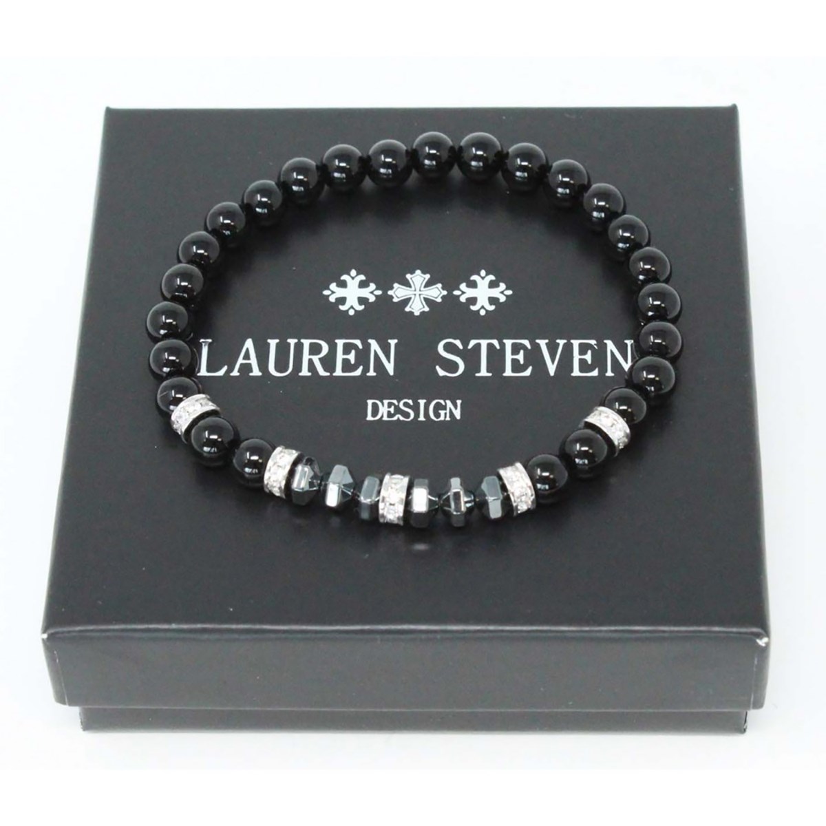 Bracelet Lauren Steven perles noires hématites