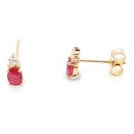 Boucles d'oreilles or jaune 750/1000 rubis diamants