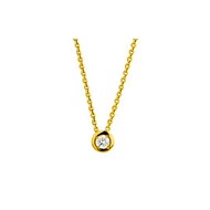 Collier solitaire diamant serti clos or jaune
