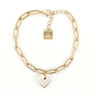 Bracelet Zag bijoux coeur empierré acier doré