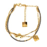 Bracelet Zag bijoux triple rangs trèfle hematite