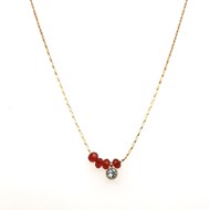 Collier Zag doré 4 perles rouges