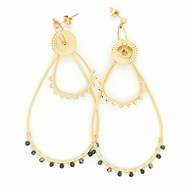 Boucles d'oreilles Zag Bijoux acier doré malachite