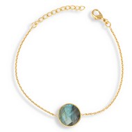 Bracelet Plaqué Or Labradorite facettée sur Chaine dorée à l'Or fin